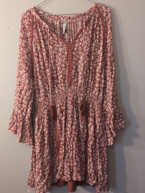 Rust Floral Boho Dress